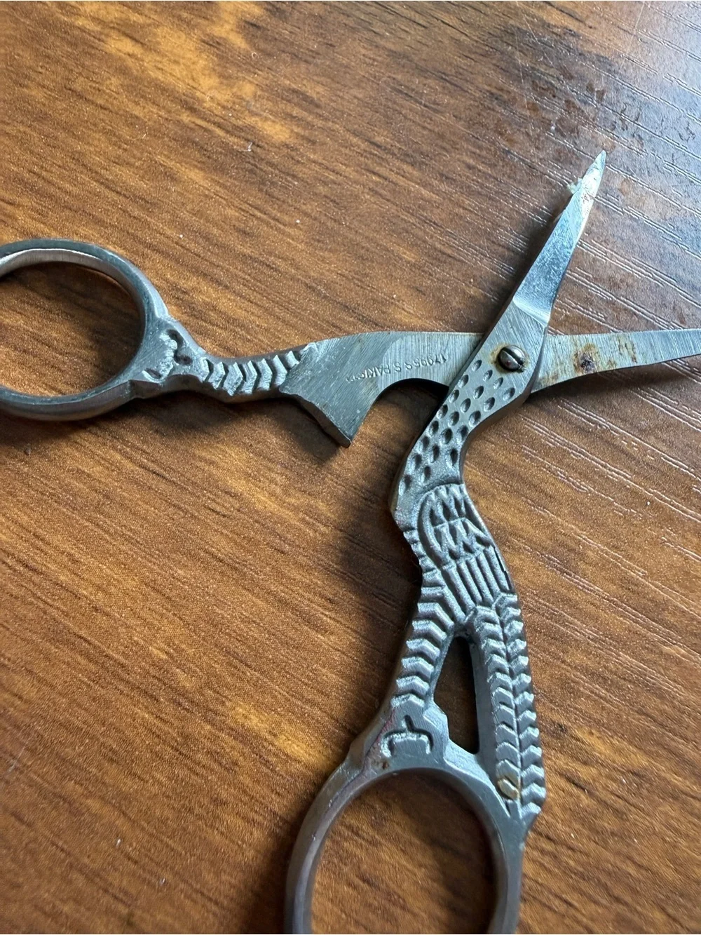Vintage Silver Stork Grooming Scissors